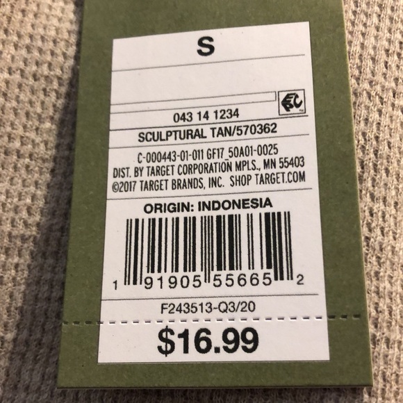 NWT Goodfellow & Co. Long Sleeve Button Front Tan Henley - Picture 4 of 5